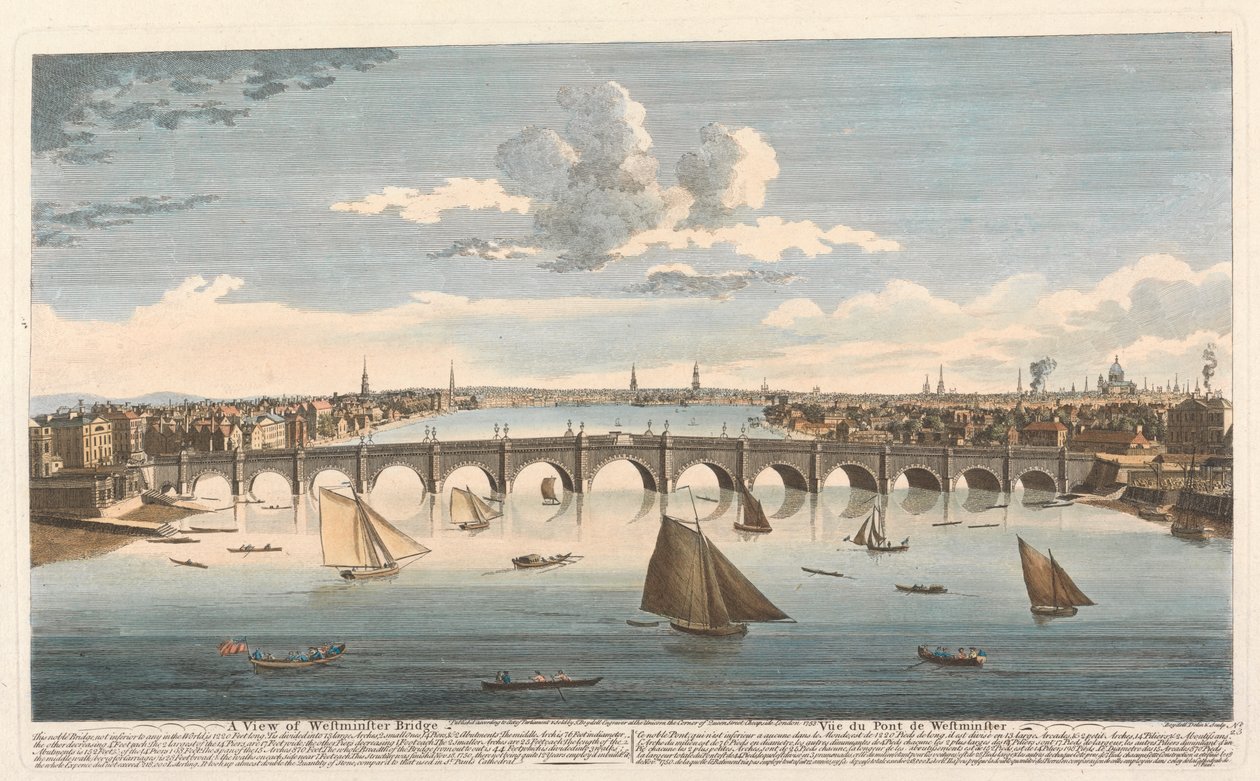 Udsigt over Westminster Bridge af John Boydell
