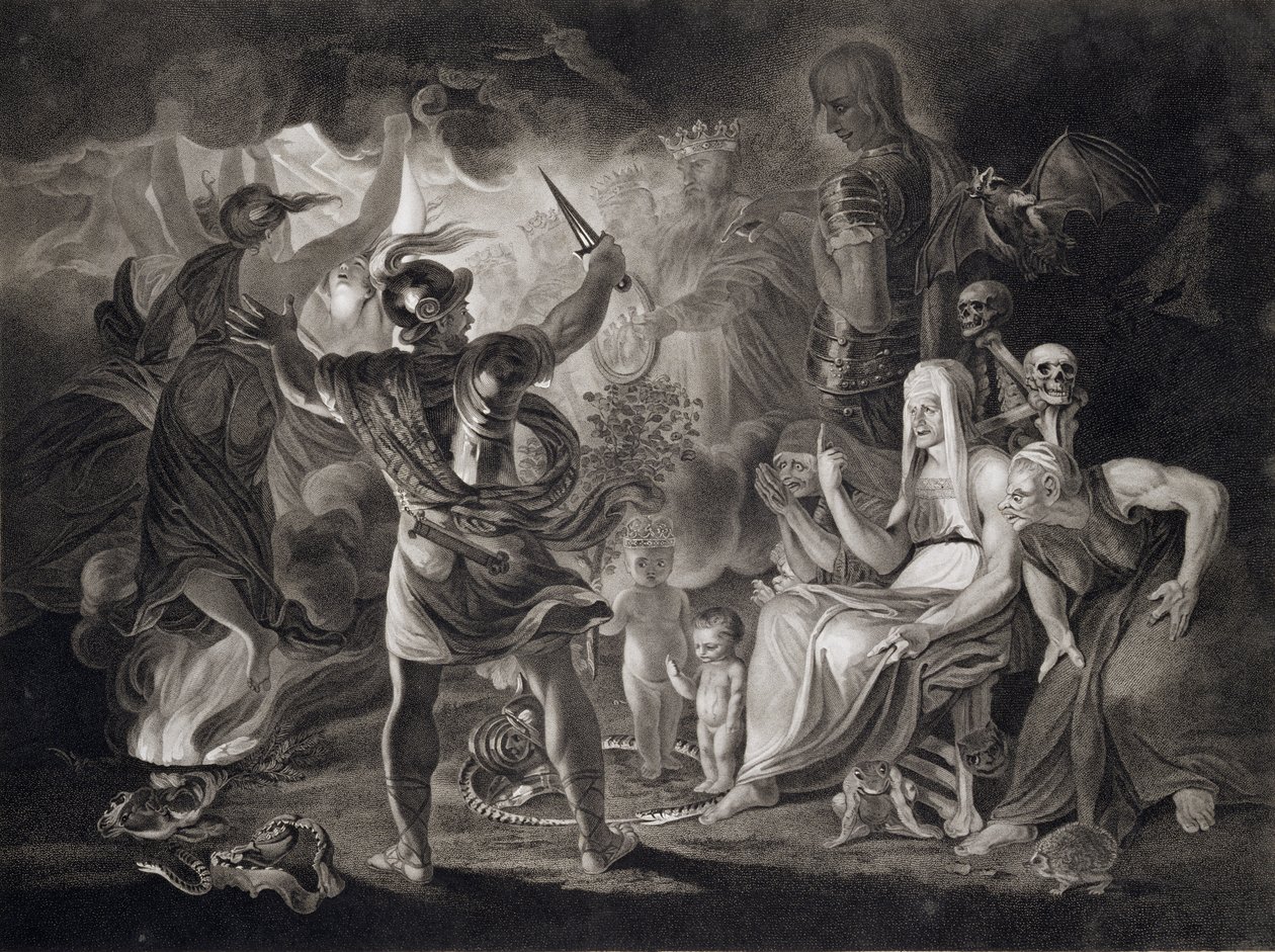 Macbeth, de tre hekse og Hecate i akt IV, scene I af 
