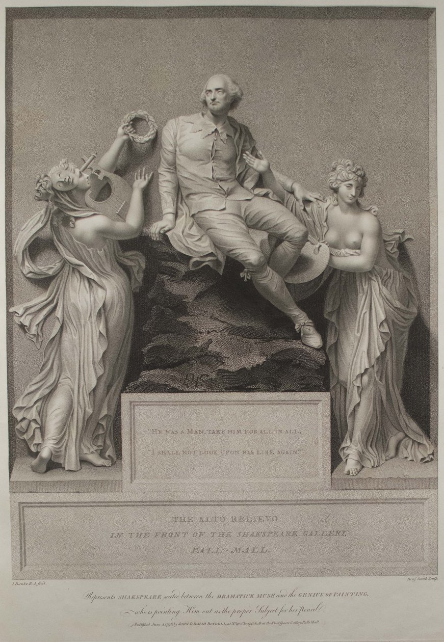 Shakespeare med Muse of Literature and the Genius of Painting, 1803 af John Boydell