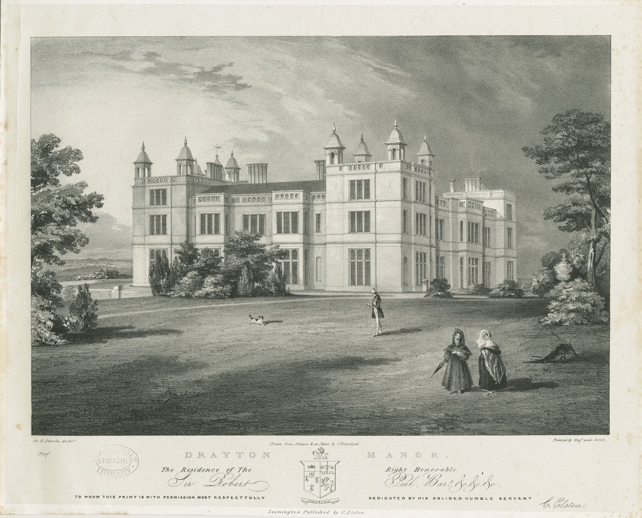Drayton Bassett - "Drayton Manor": litografi, nd [1812-1863] af John Brandard