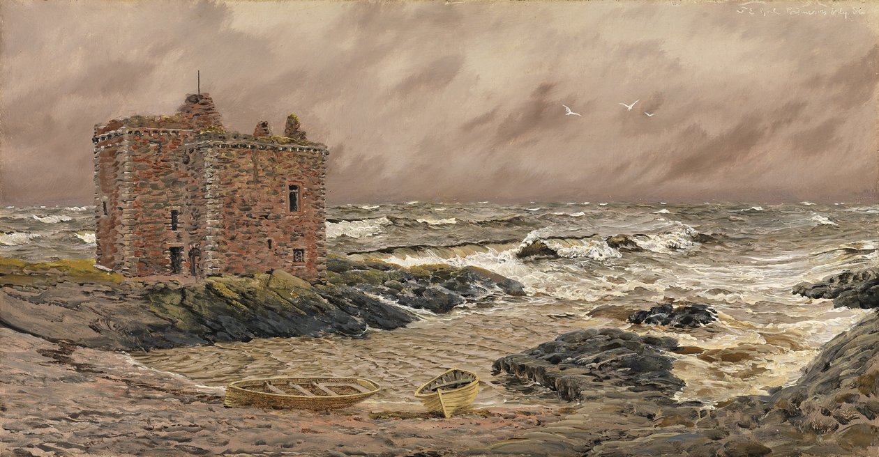 South-East Gale ved Portencross Castle, 1886 af John Brett