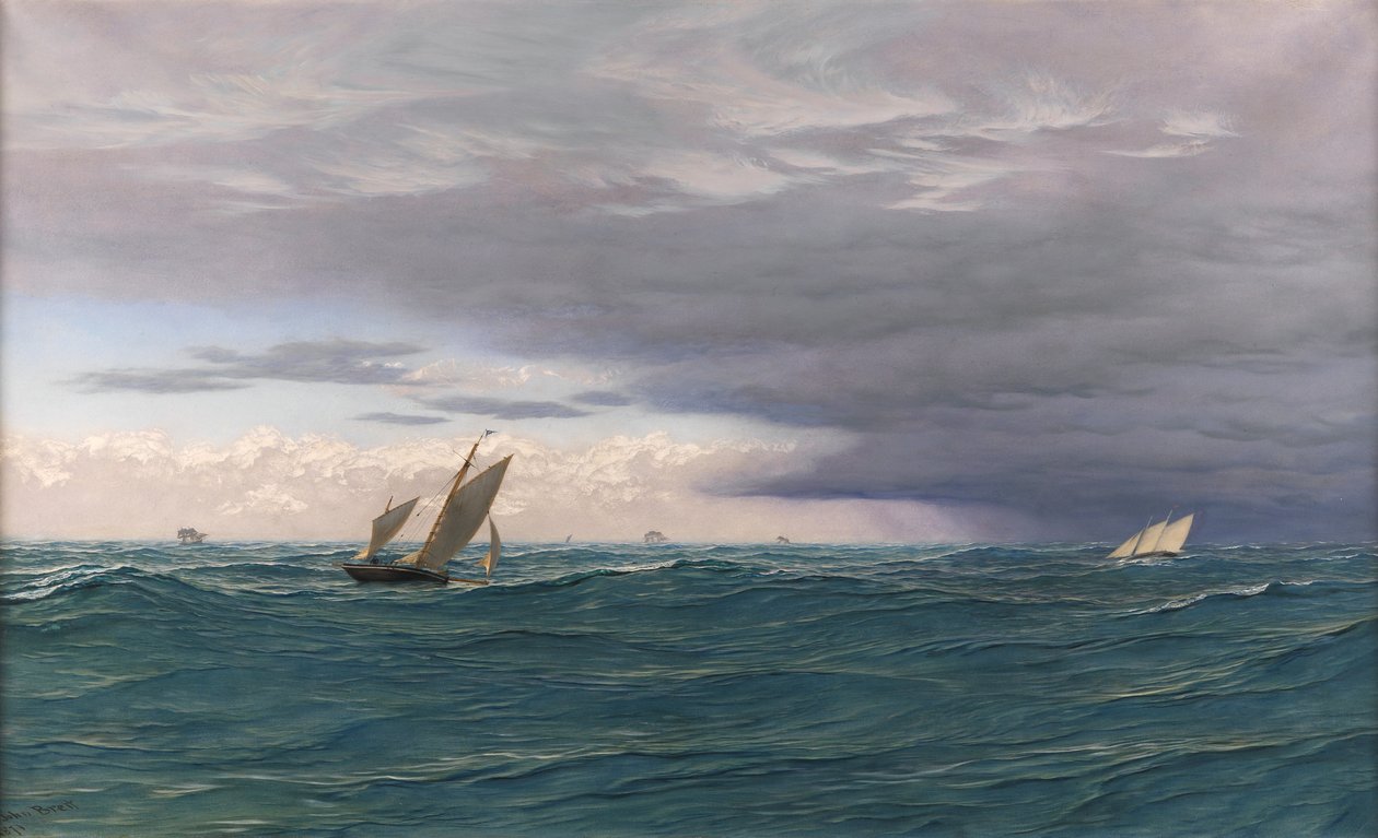 Yachts in a Seaway, Middelhavet, 1871 af John Brett