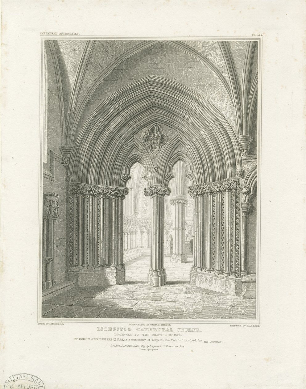 Interiør af Lichfield Cathedral - Chapter House-døråbning: gravering, nd [c 1819] (tryk) af John Britton
