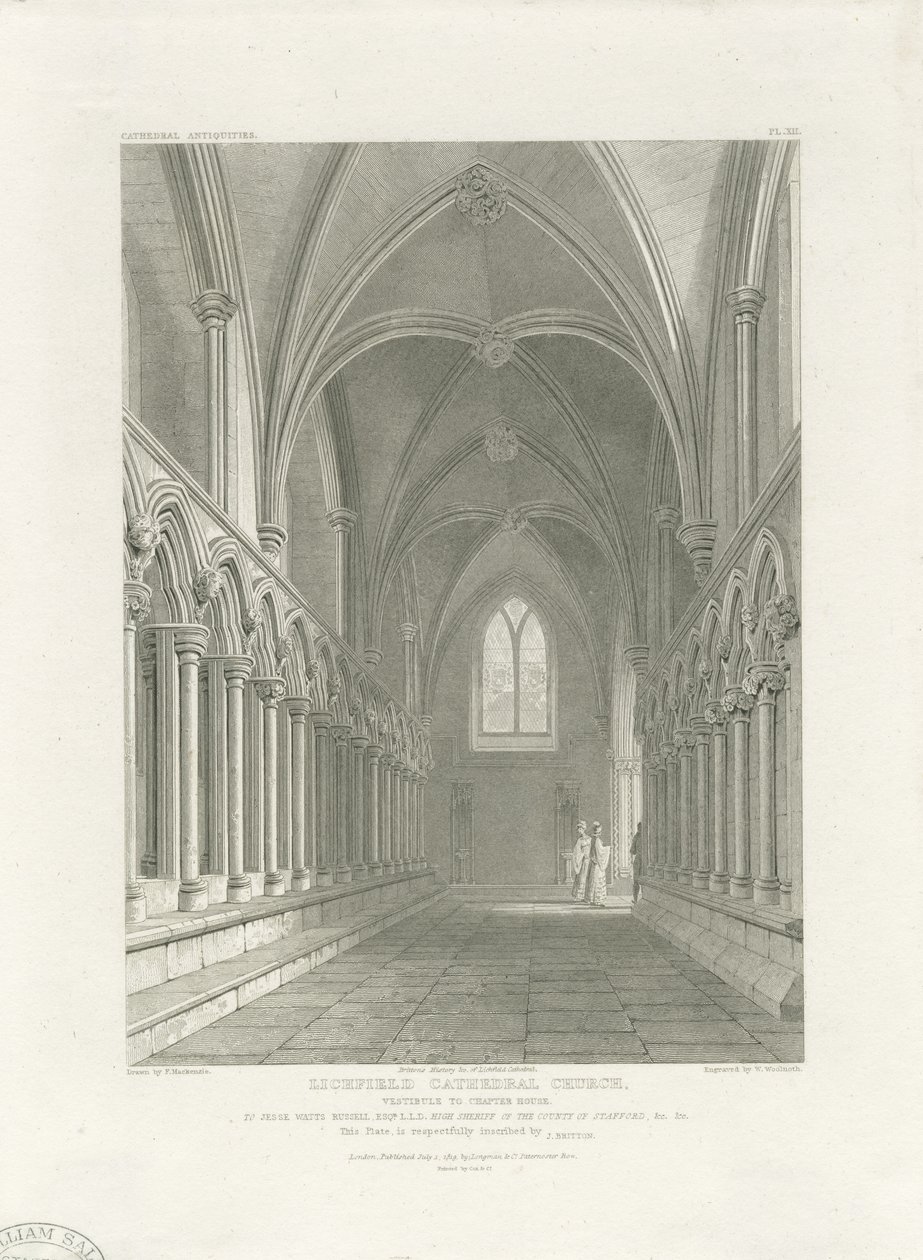 Interiør af Lichfield Cathedral - Forstuen til Chapter House: gravering, nd [c 1819] (tryk) af John Britton