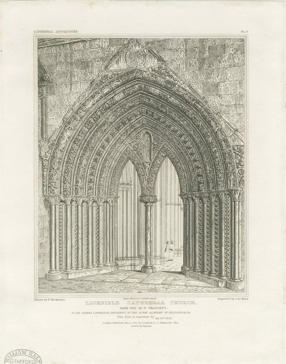 Lichfield Cathedral - North Transept Doorway: gravering, nd [c 1820] (print) af John Britton