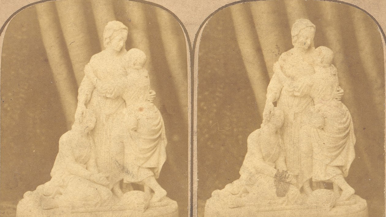 Par tidlige stereografiske visninger af britiske statuer, 1850
