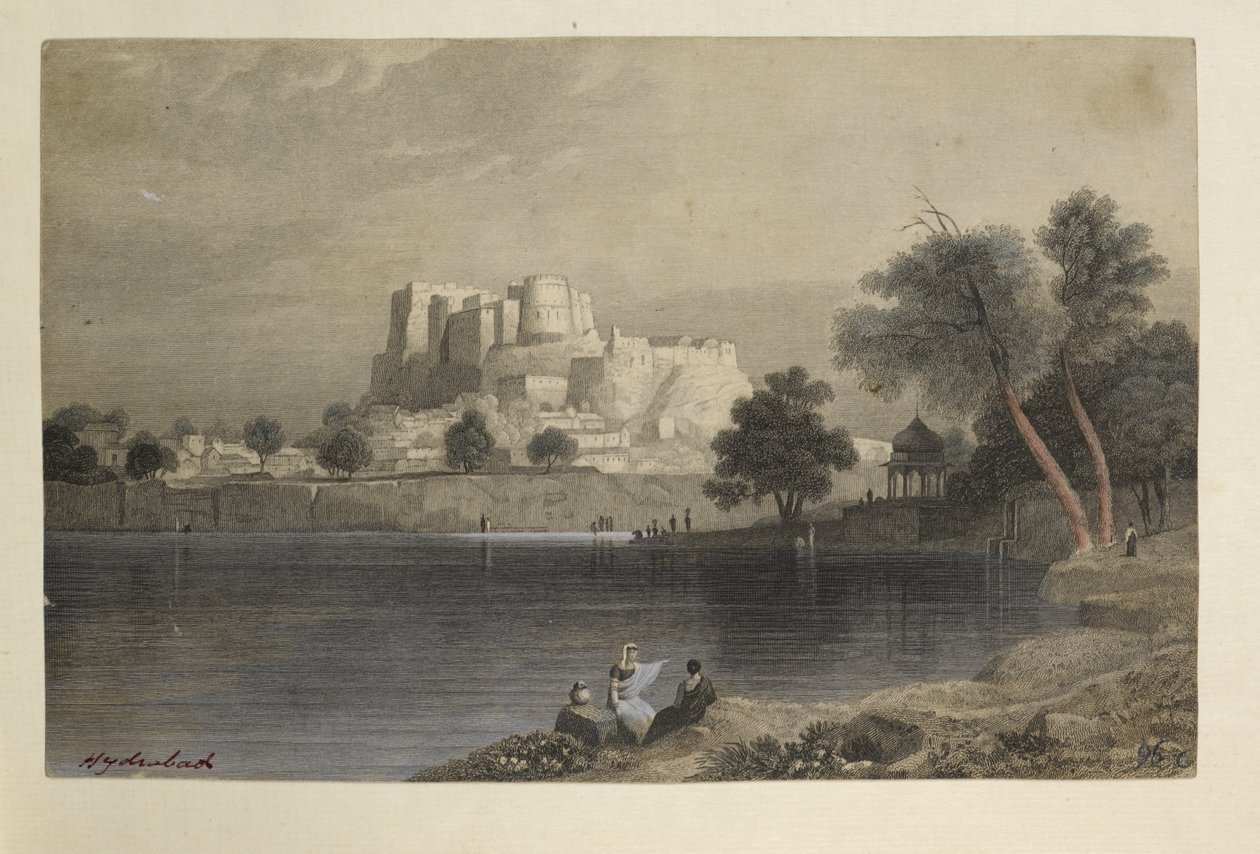 Hyderabad (farvet gravering) af John Browning Bellasis