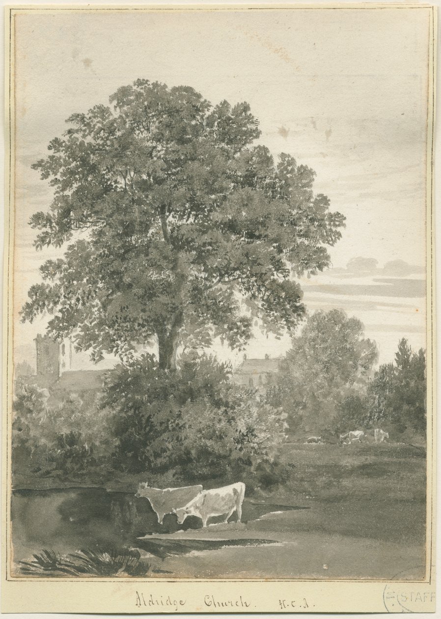 Aldridge Church: sepia tegning af John Buckler
