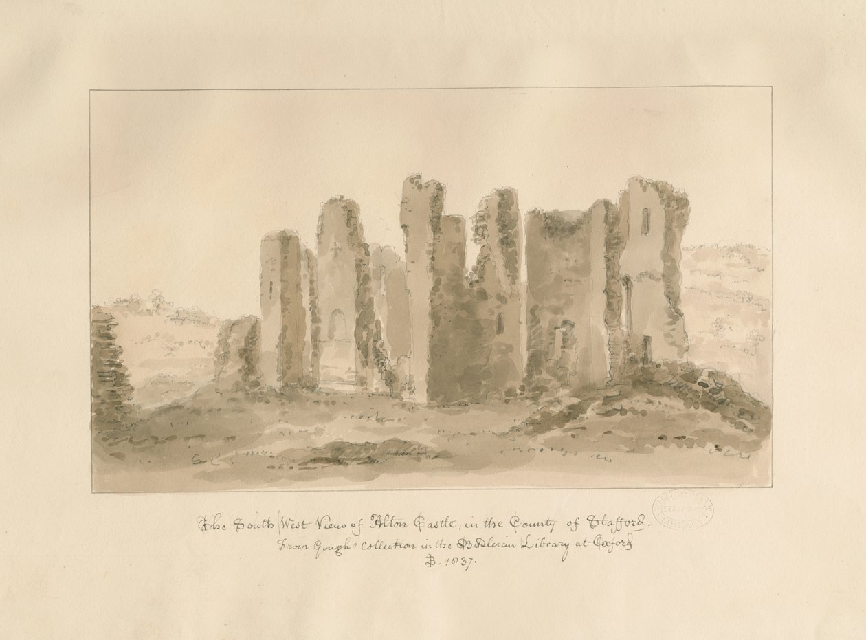 Alton Castle: sepia tegning af John Buckler