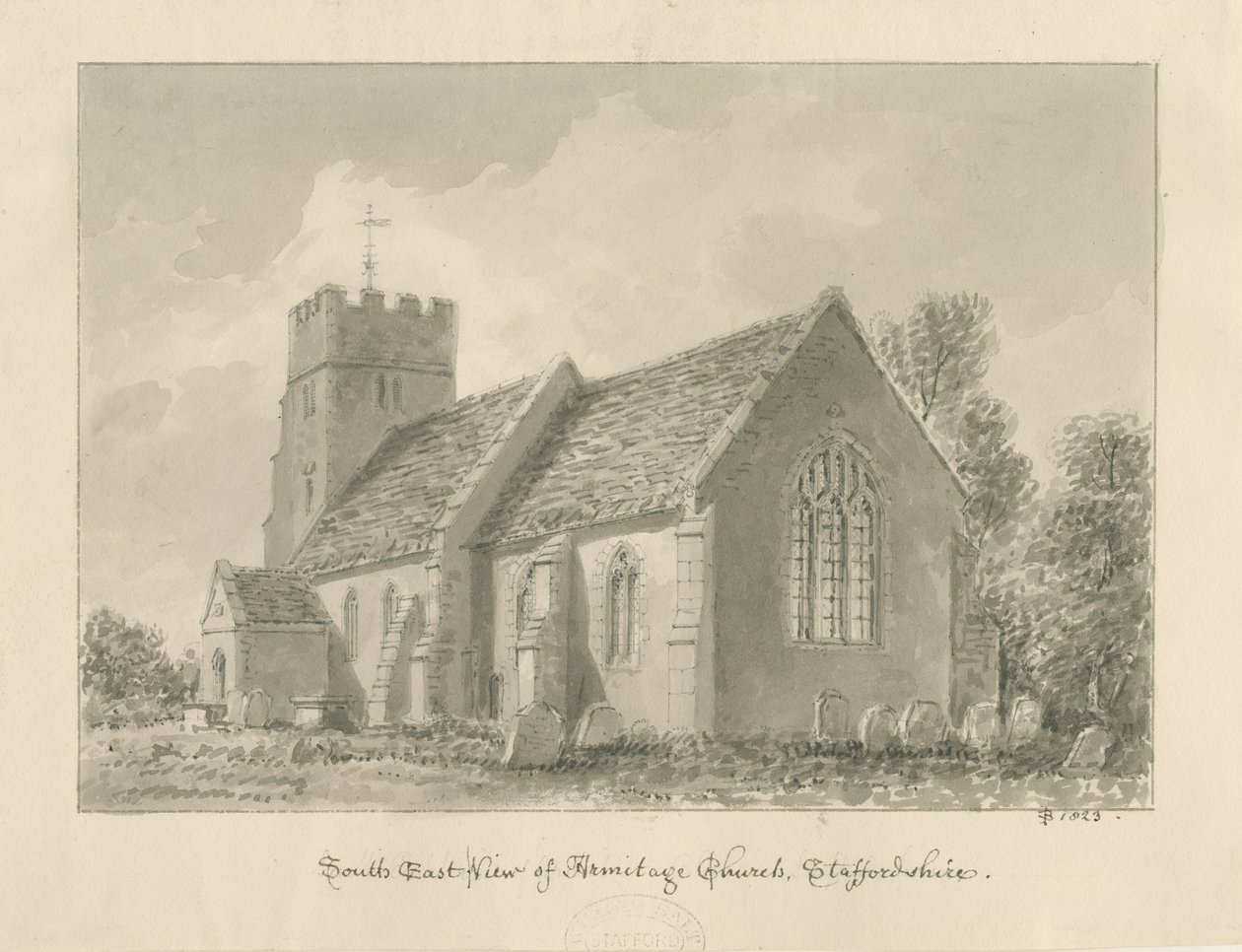 Armitage Kirke: sepia tegning af John Buckler