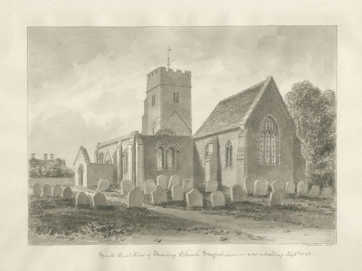 Armitage Kirke: sepia tegning af John Buckler