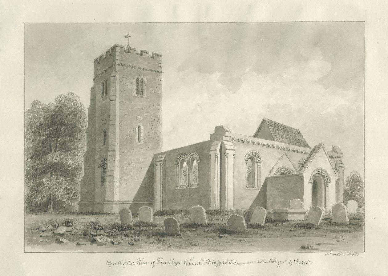 Armitage Kirke: sepia tegning af John Buckler