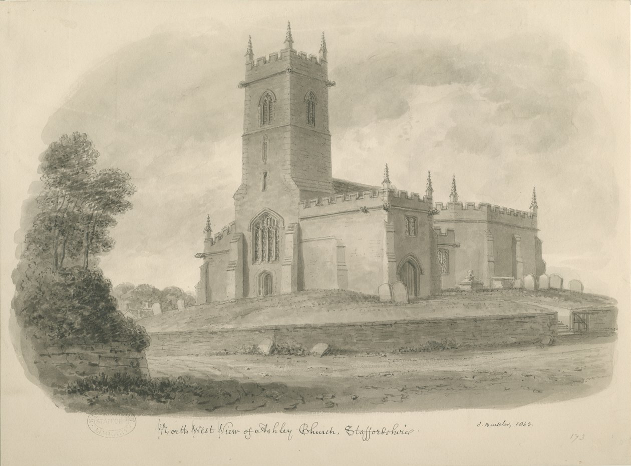 Ashley Church: sepia tegning af John Buckler