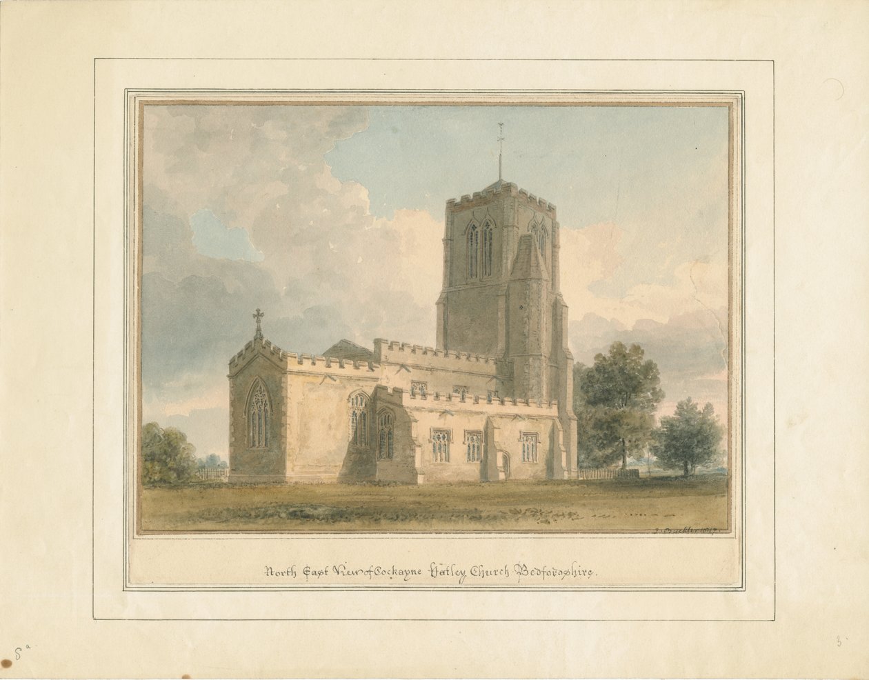 Bedfordshire - Cockayne Hatley Church, 1817 af John Buckler