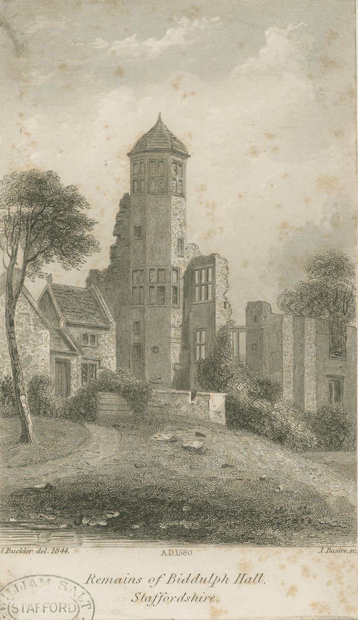 Biddulph Hall (gammel): stålstik af John Buckler