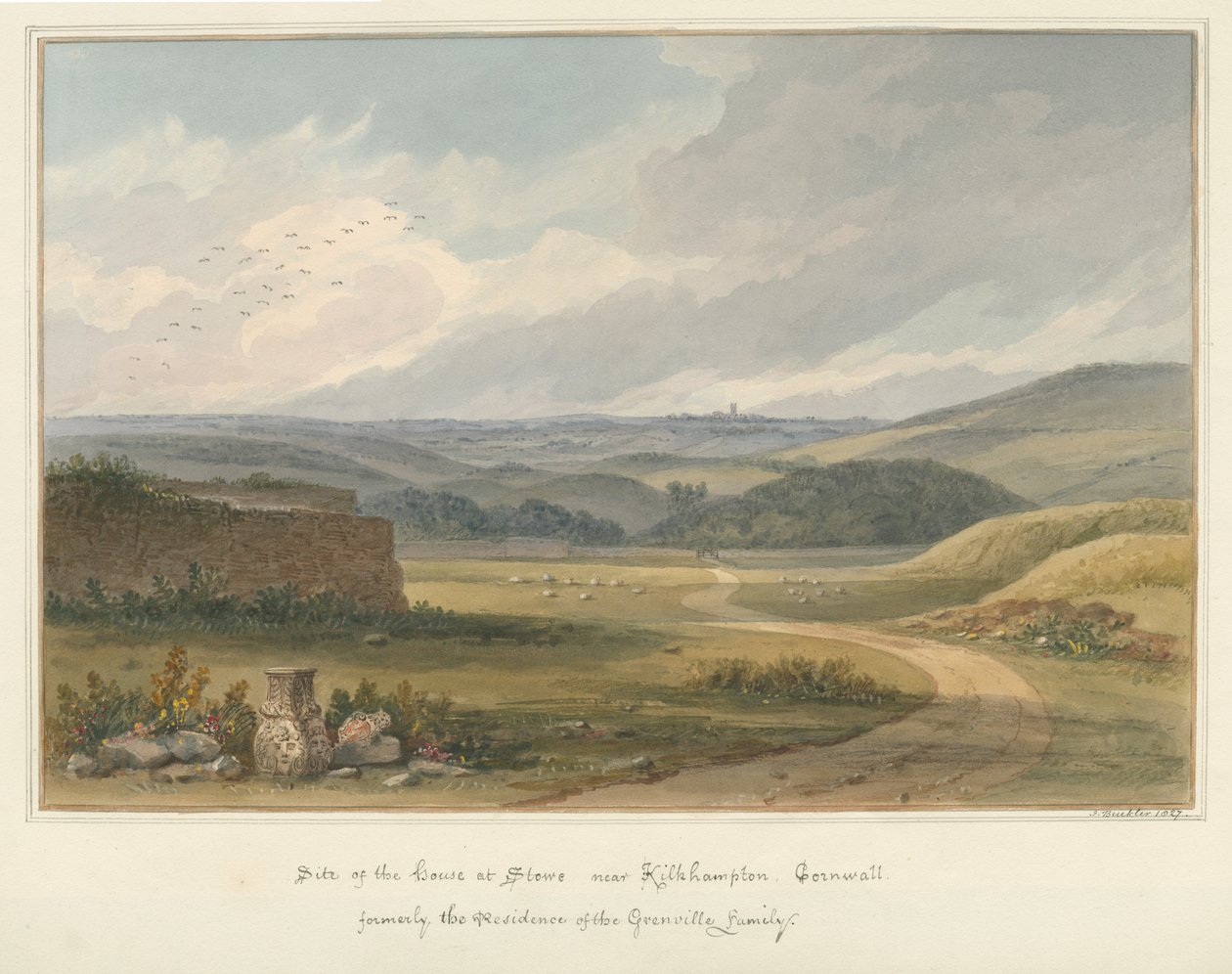 Cornwall - Kilkhampton - Huset i Stowe, 1827 af John Buckler