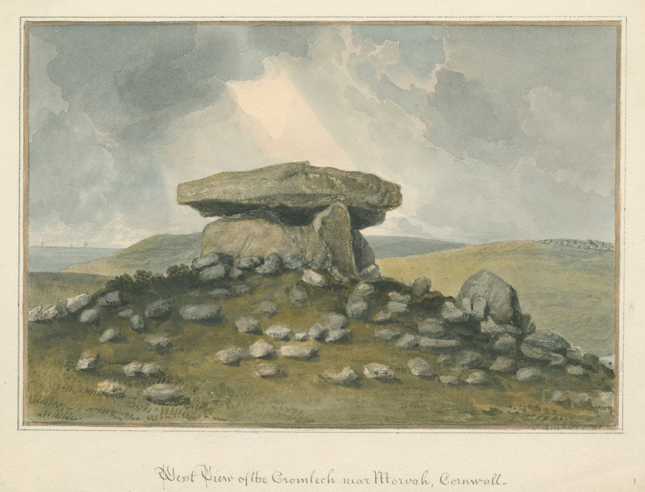 Cornwall - Morvah - "The Cromlech", 1821 af John Buckler
