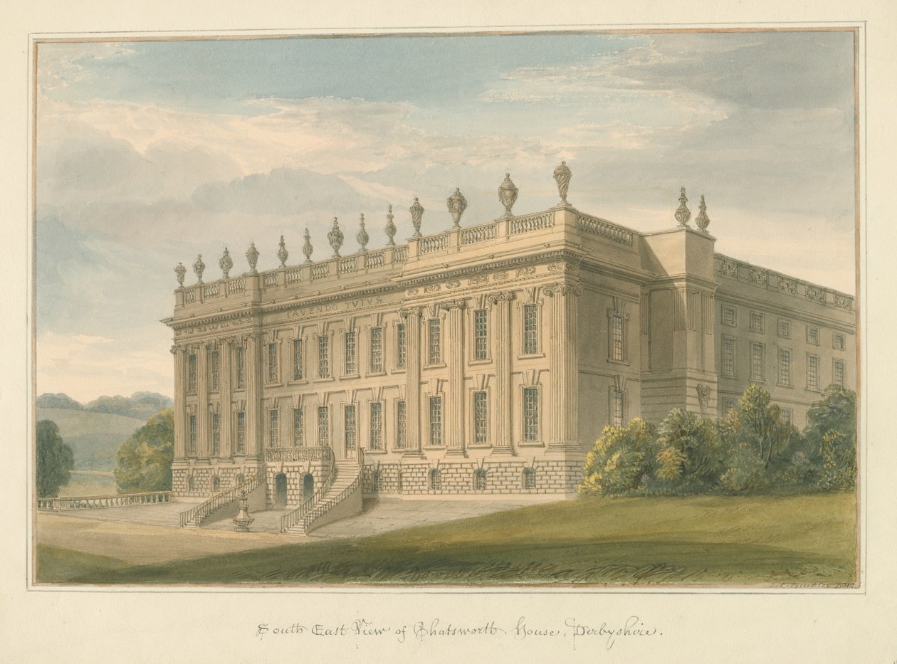 Derbyshire - Chatsworth Hall, 1812 af John Buckler