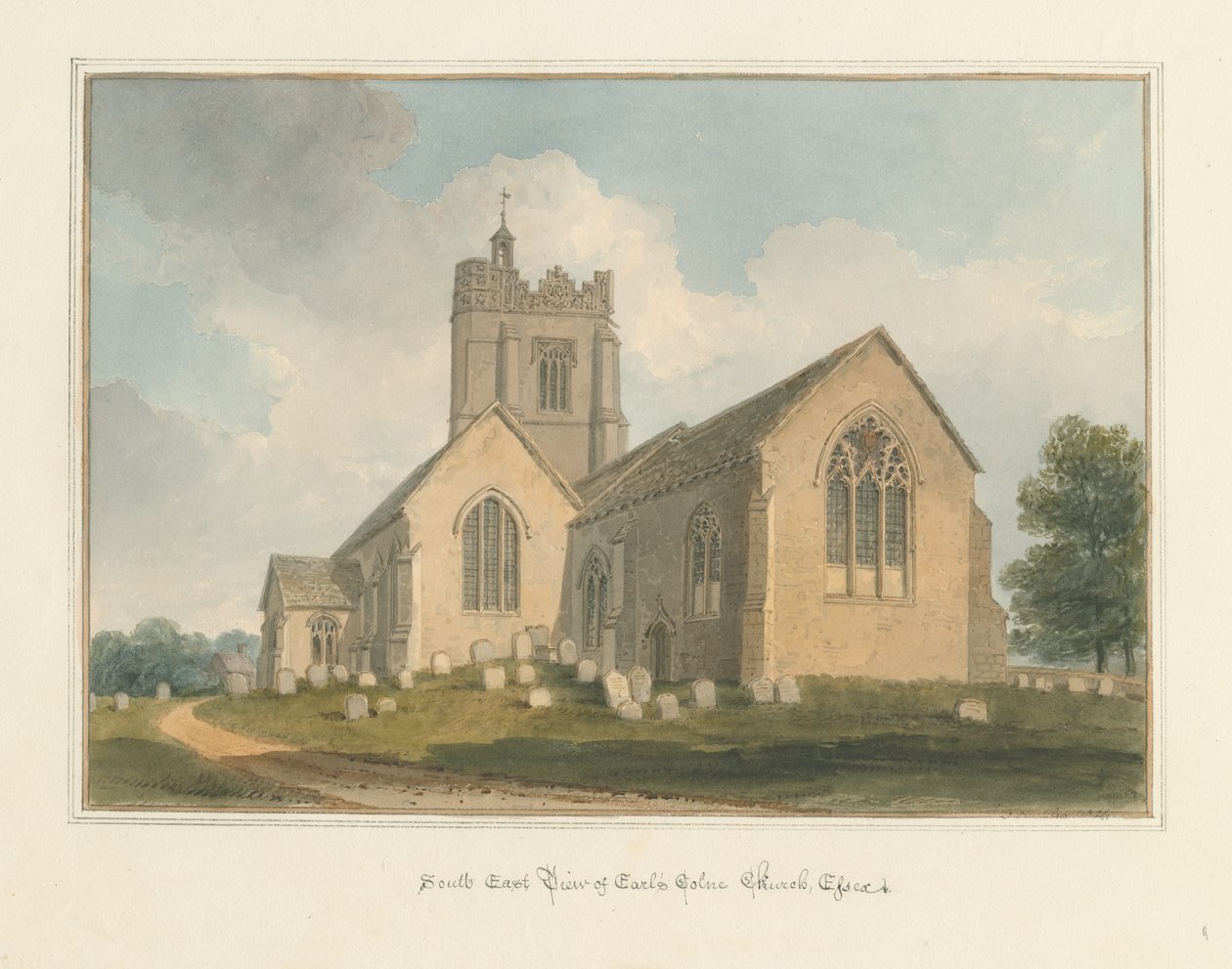 Essex - Earls Colne Church, 1824 af John Buckler