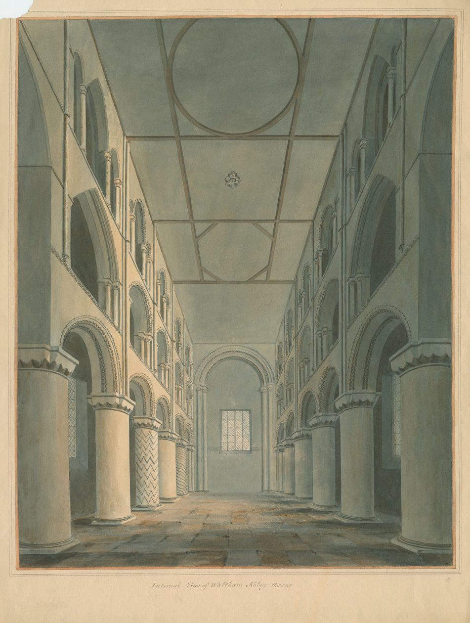 Essex - Waltham Abbey - Interiør, 1802 af John Buckler