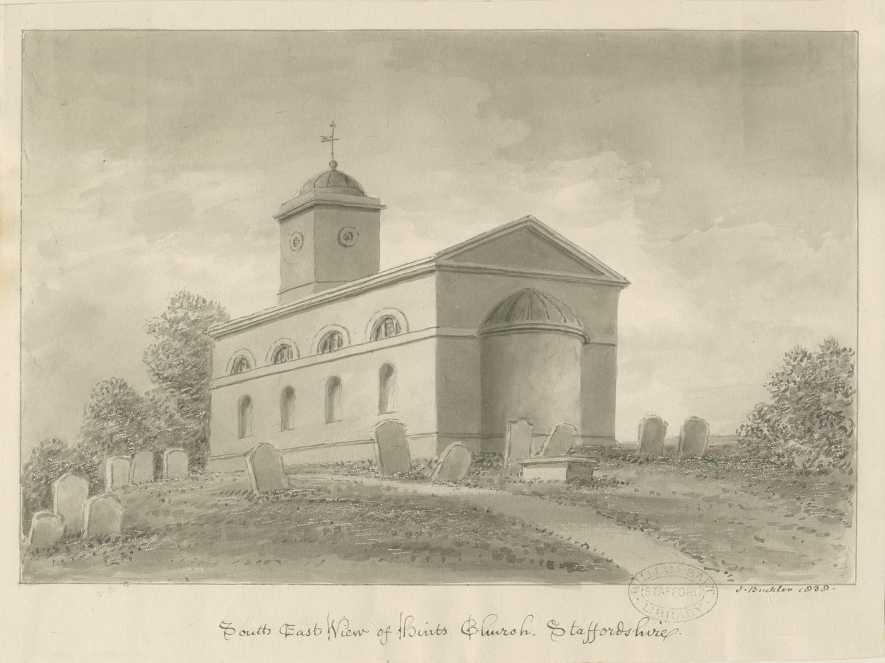 Tips Kirke: sepia tegning af John Buckler