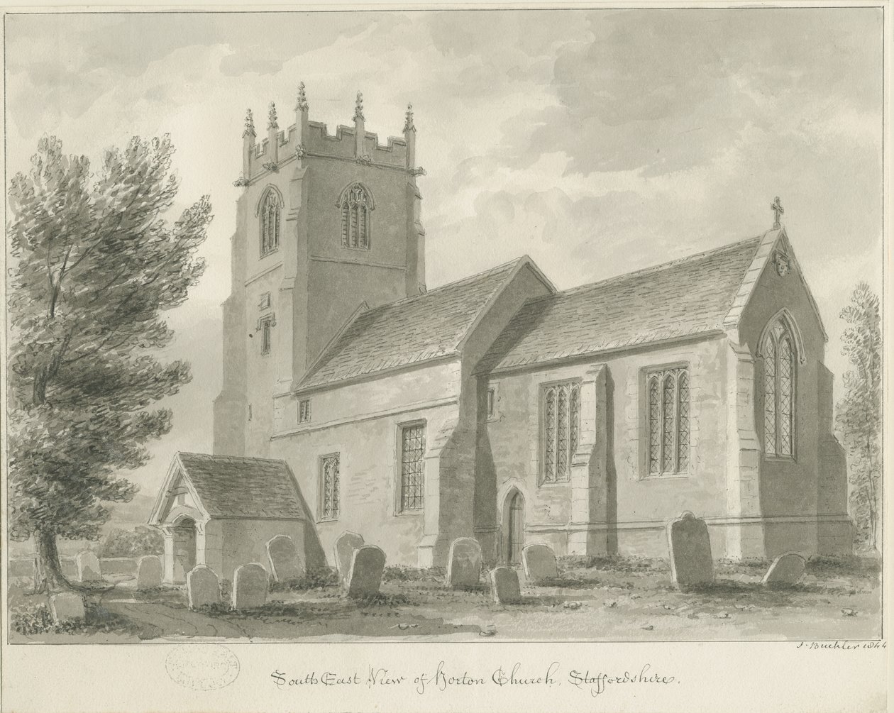 Horton Church: sepia tegning af John Buckler