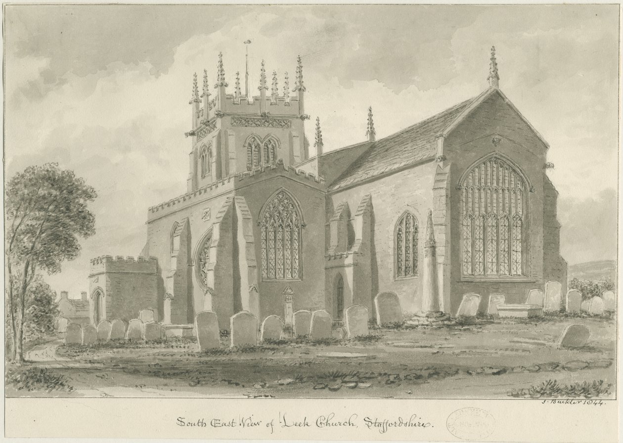 Porre Kirke: sepia tegning, 1844 af John Buckler