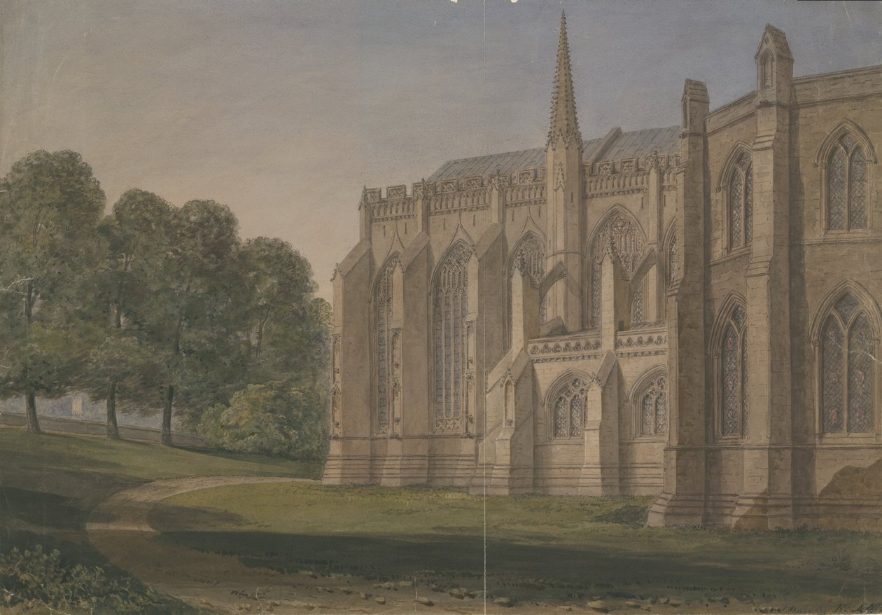 Lichfield Cathedral - North North West View: water color painting, 184 [5] dani af John Buckler