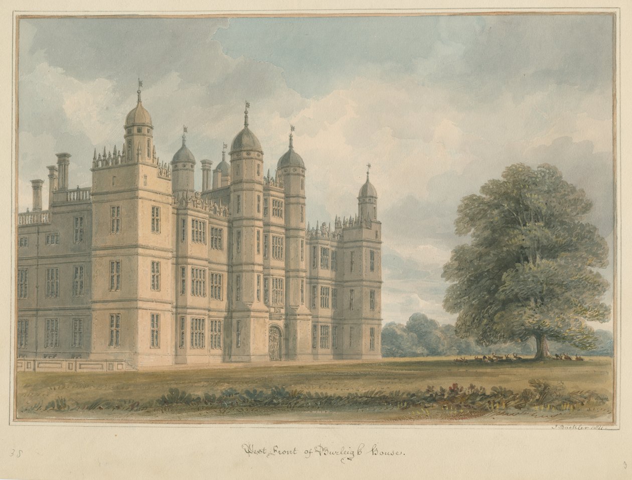 Northamptonshire - Burleigh House af John Buckler