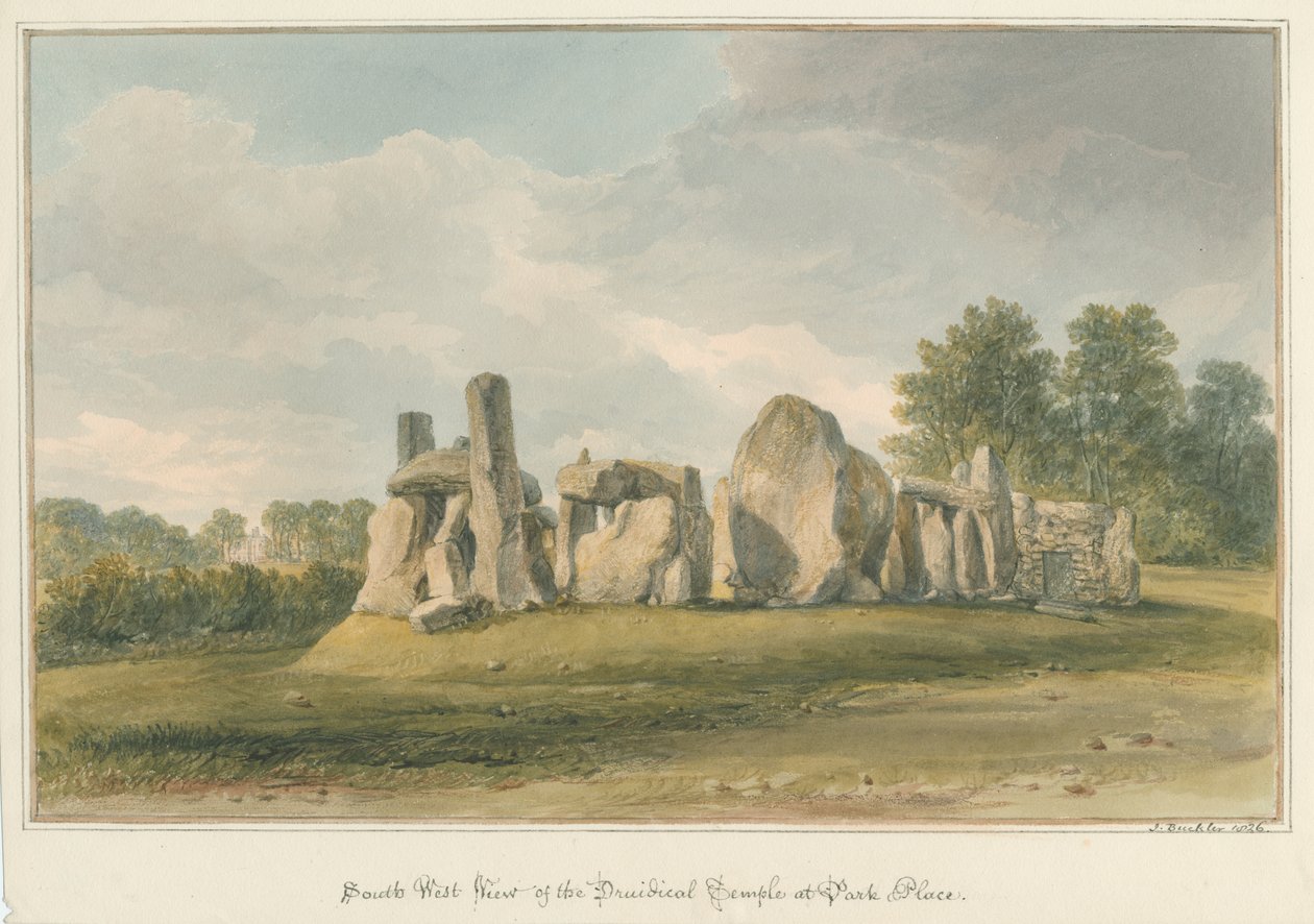 Oxfordshire - Henley upon Thames - Druidical Temple at Park Place, 1826dani af John Buckler