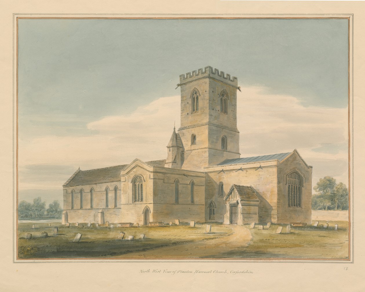 Oxfordshire - Stanton Harcourt Church, 1803 af John Buckler