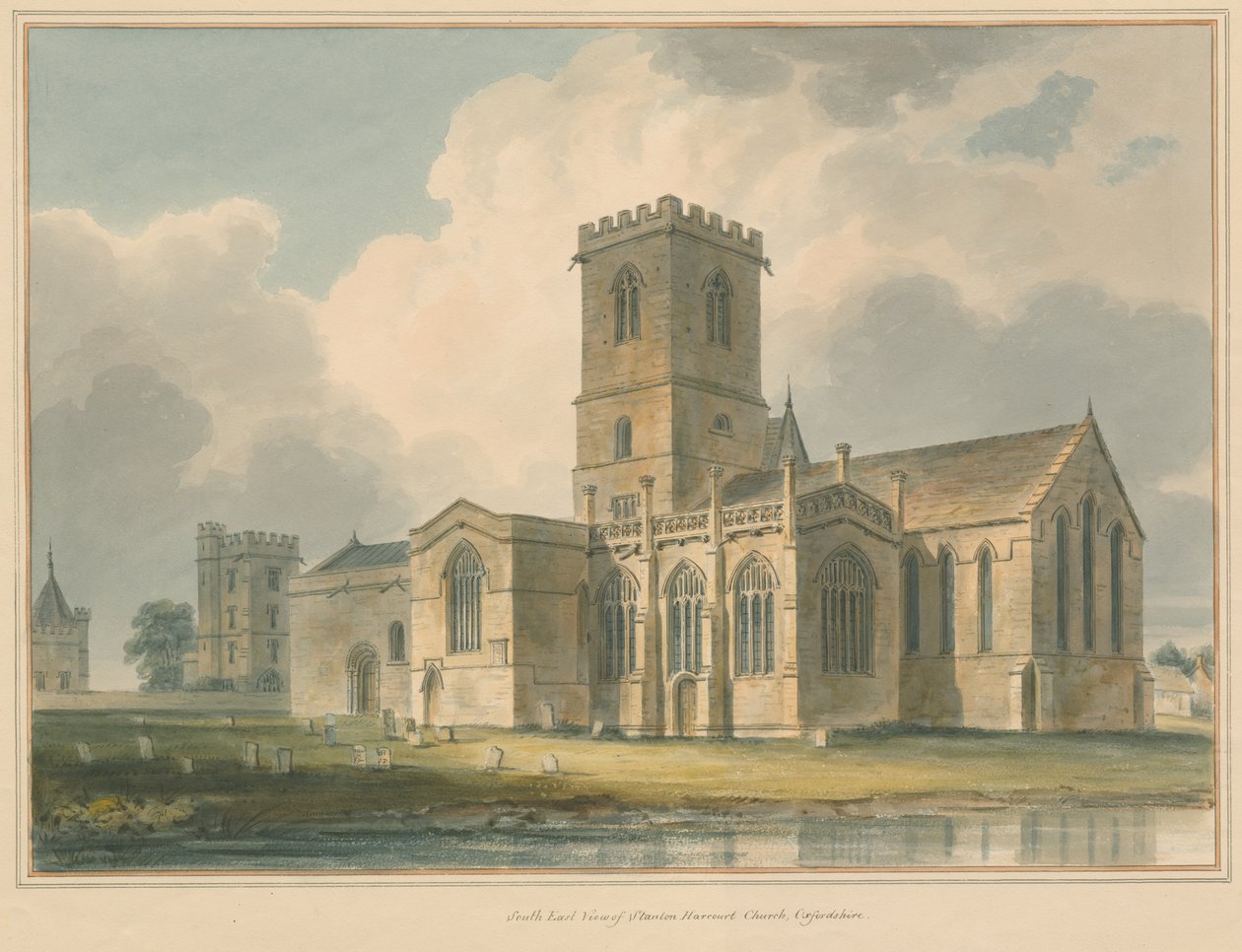 Oxfordshire - Stanton Harcourt Church, 1830 af John Buckler