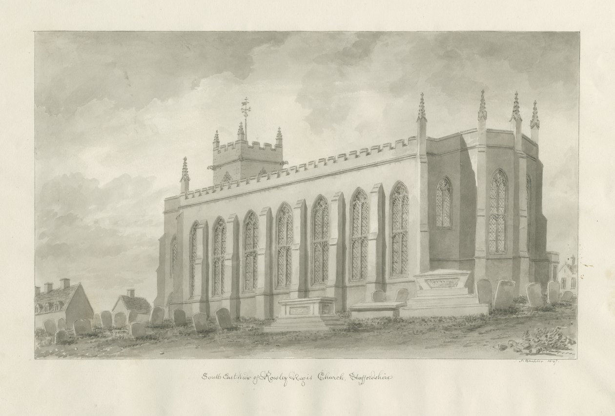 Rowley Regis Church: sepia drawing, 1847dani af John Buckler