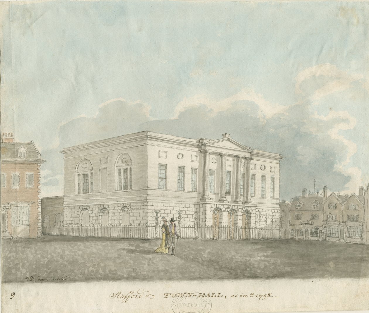 Stafford - Chetwynd House: sepia tegning af John Buckler