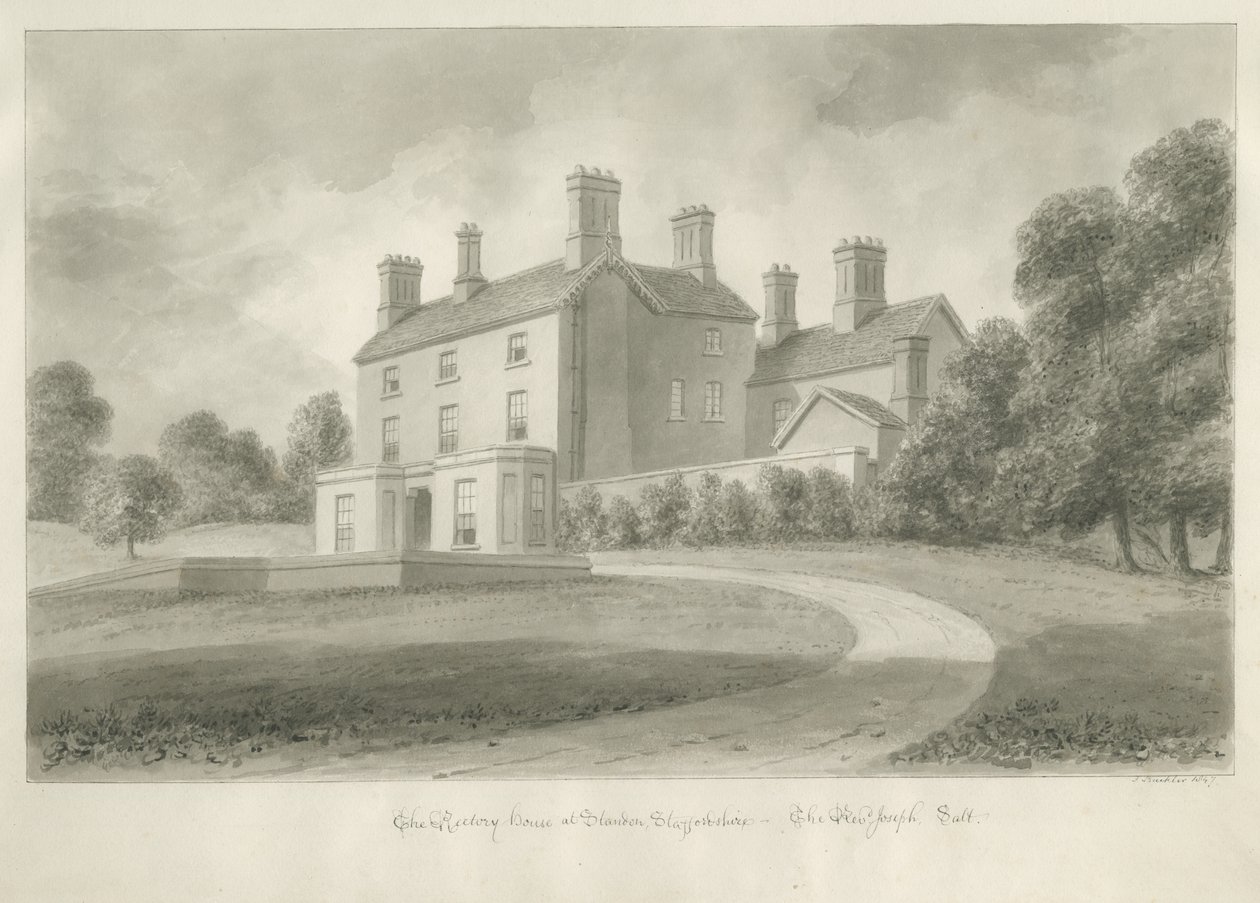 Standon - præstegård for pastor Joseph Salt: sepia-tegning af John Buckler