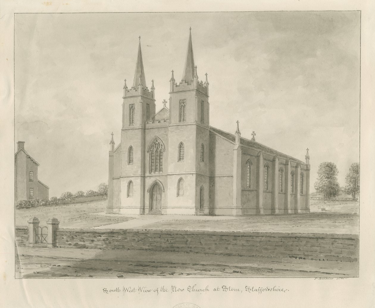Stenkirke [Ny]: sepia tegning af John Buckler