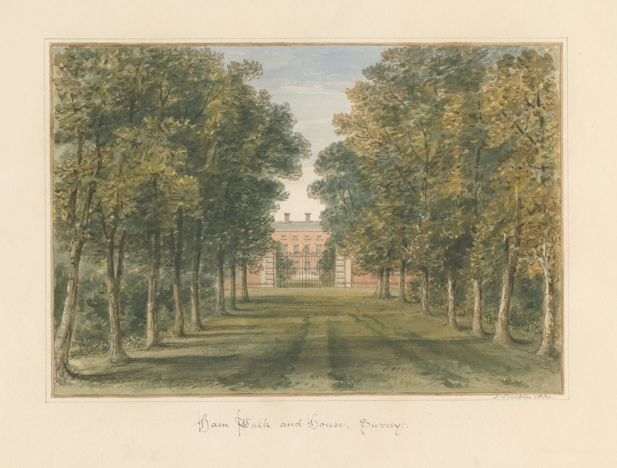 Surrey - Ham Walk and House, 1830 af John Buckler