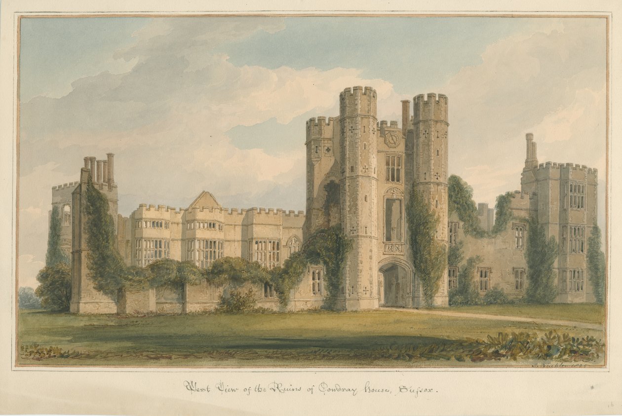 Sussex - Cowdray House, 1825 af John Buckler