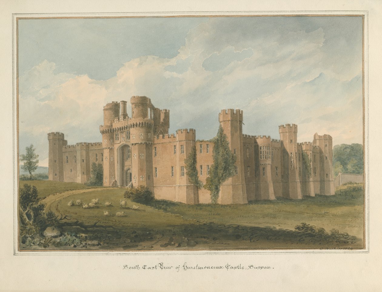 Sussex - Herstmonceux Castle, 1824 af John Buckler