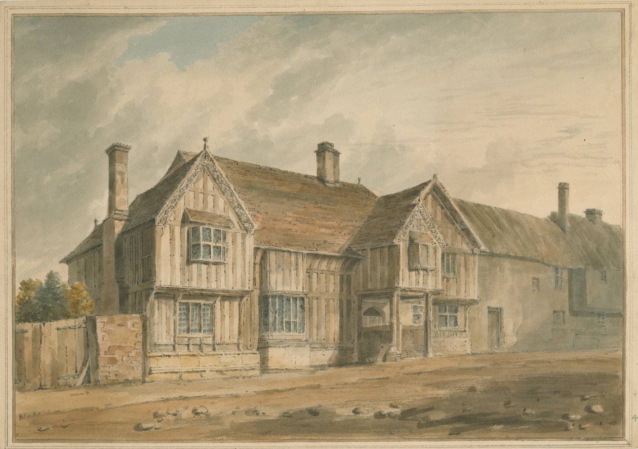 Warwickshire - Stratford - Shakespeares hus, 1826 af John Buckler