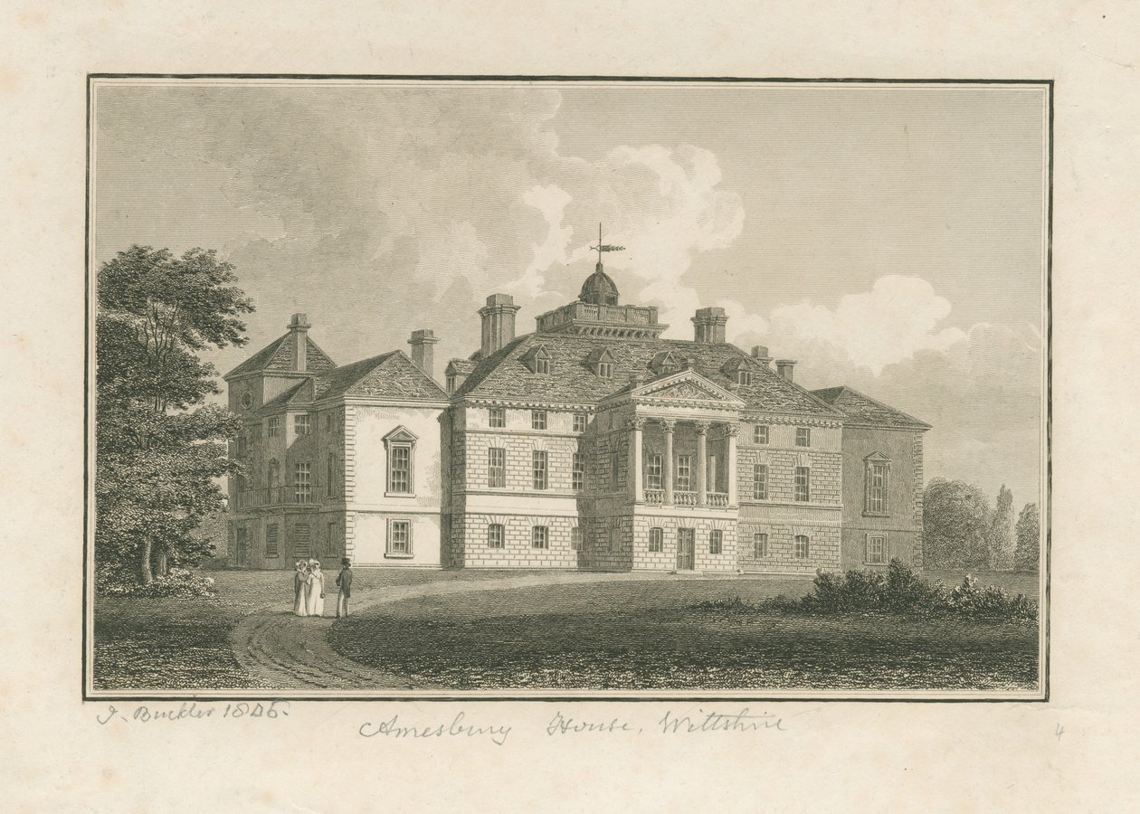 Wiltshire - Amesbury House: gravering af John Buckler
