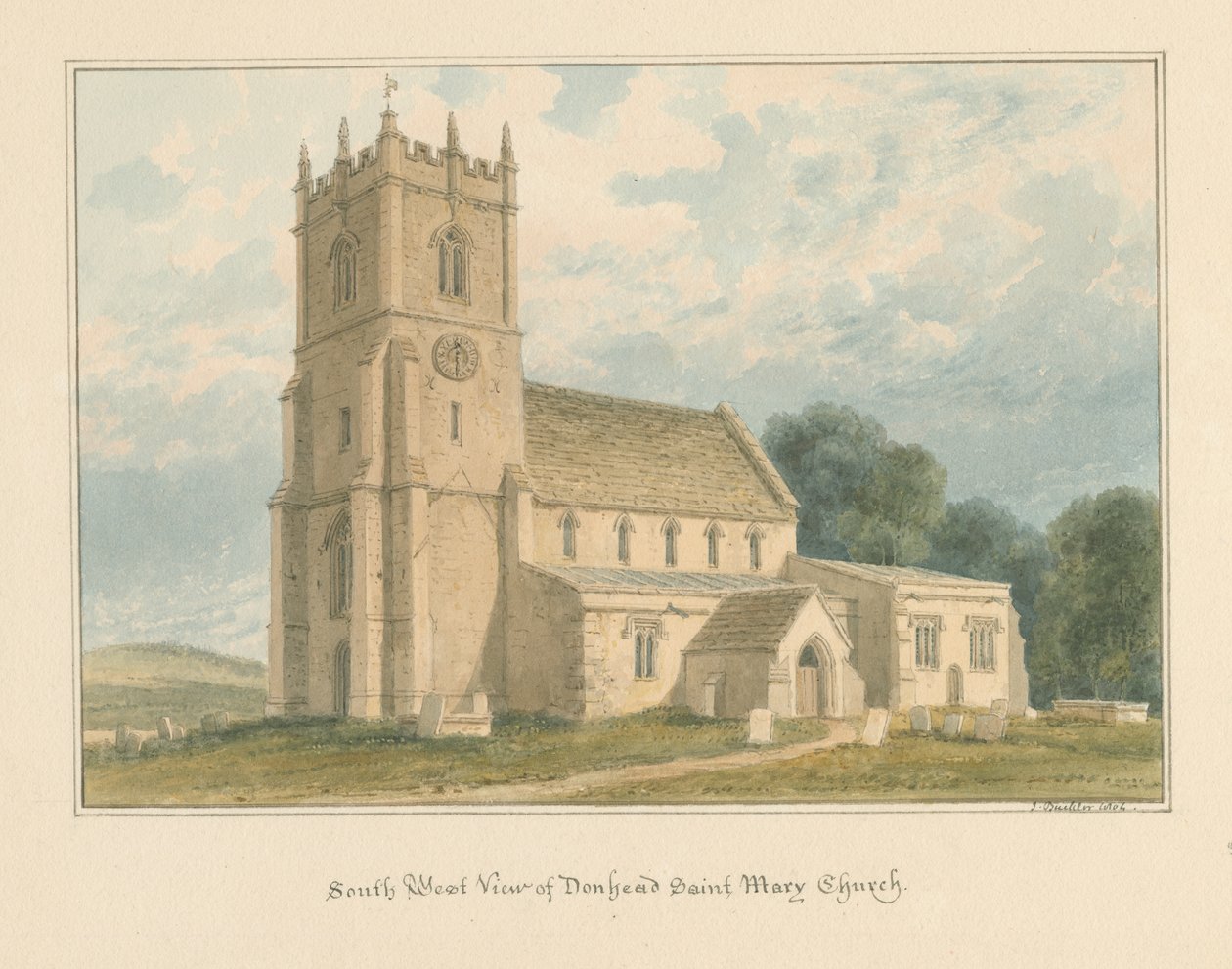 Wiltshire - Donhead Saint Mary Church, 1804 af John Buckler