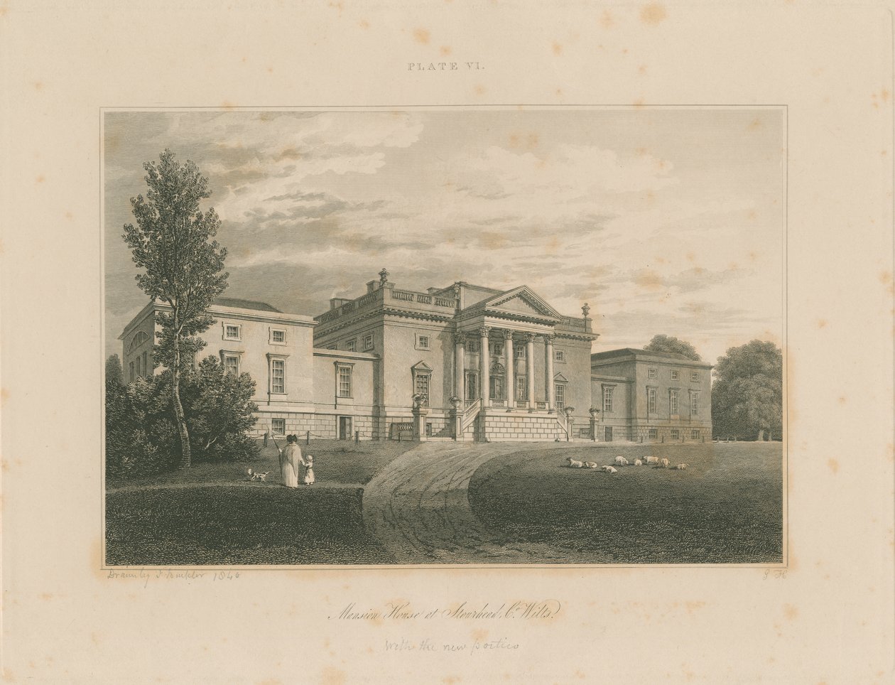 Wiltshire - Stourhead - Mansion: gravering af John Buckler