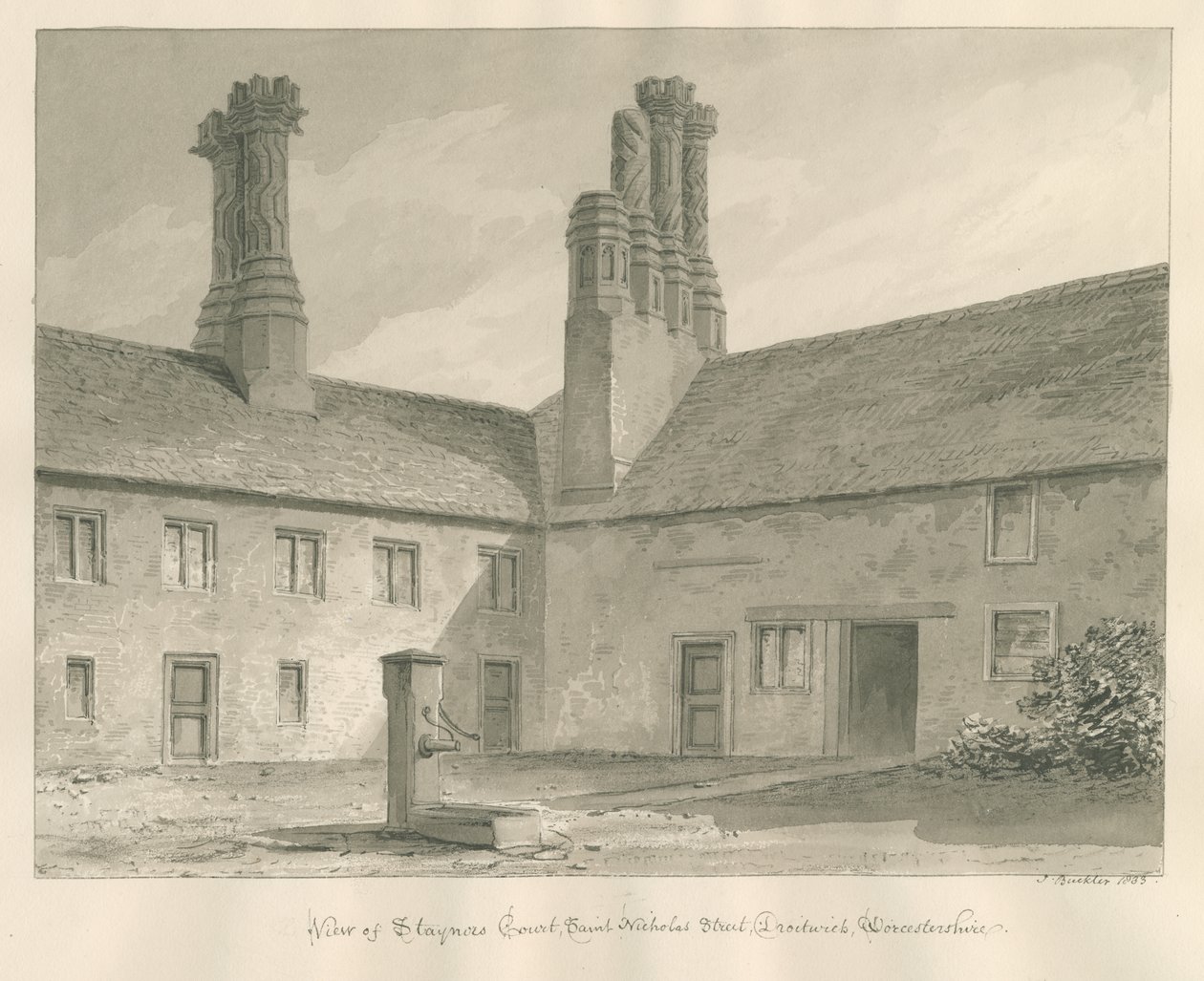 Worcestershire - Droitwich - Staynors Court: sepia drawing, 1833dani af John Buckler