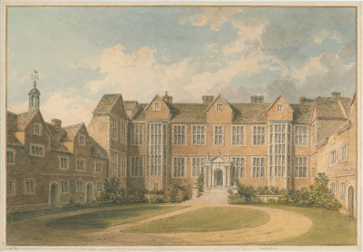 Yorkshire - York - Heslington House interiør, 1818 af John Buckler