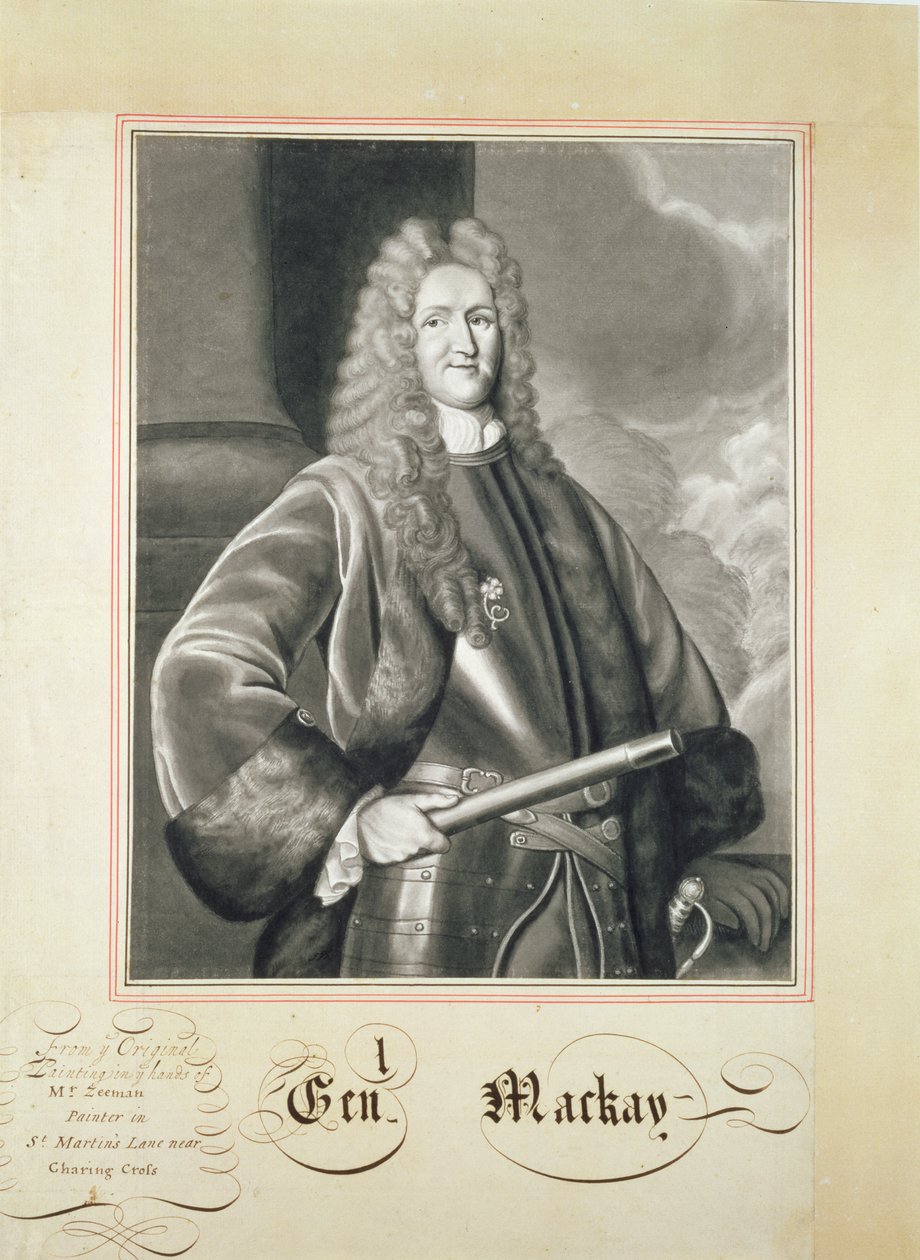 Portræt af Hugh Mackay, 1600-tallet (pensel og vask på papir) af John Bullfinch