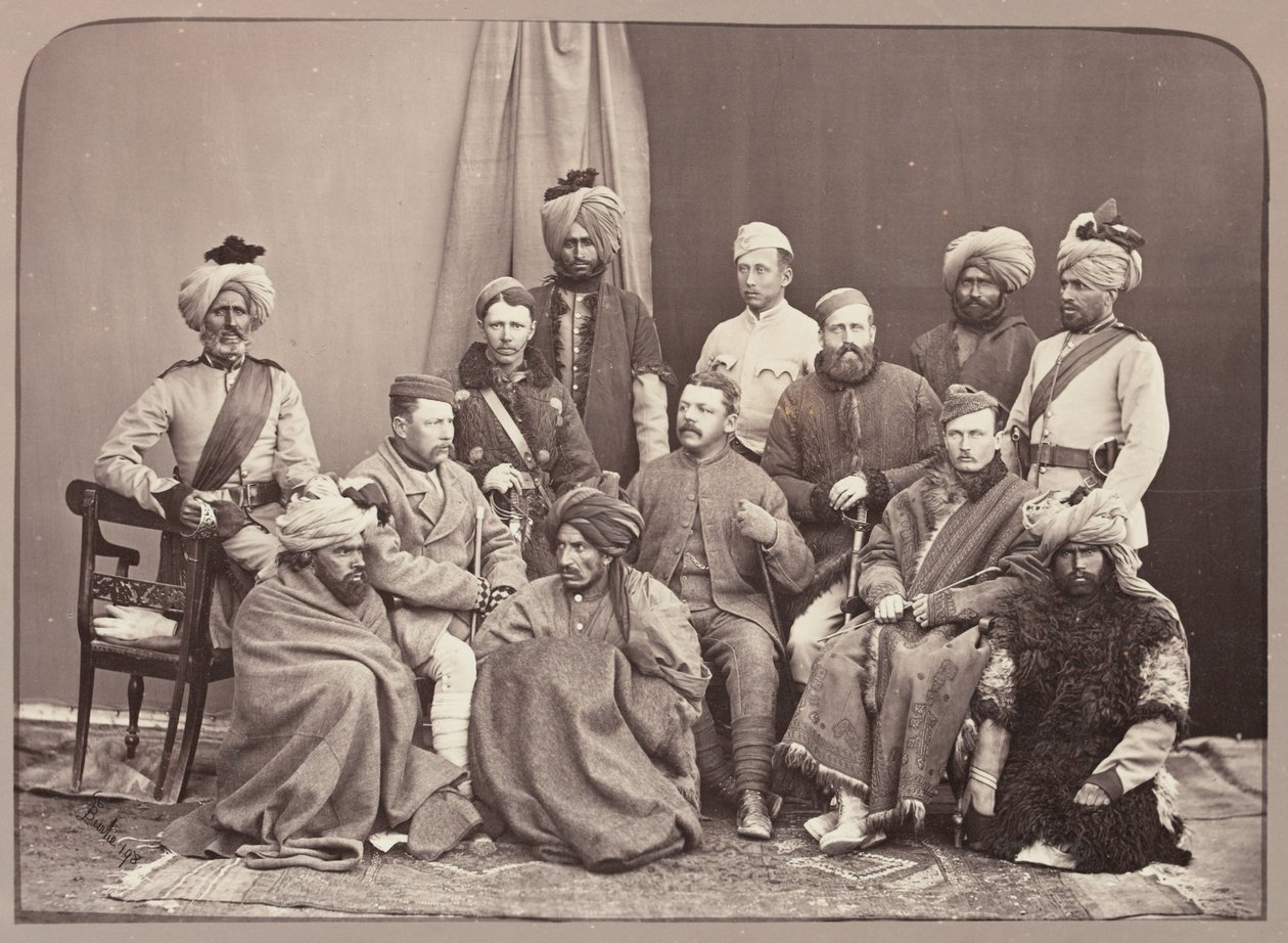 Britiske og indfødte officerer, 5. regiment af infanteri, Punjab Frontier Force af John Burke
