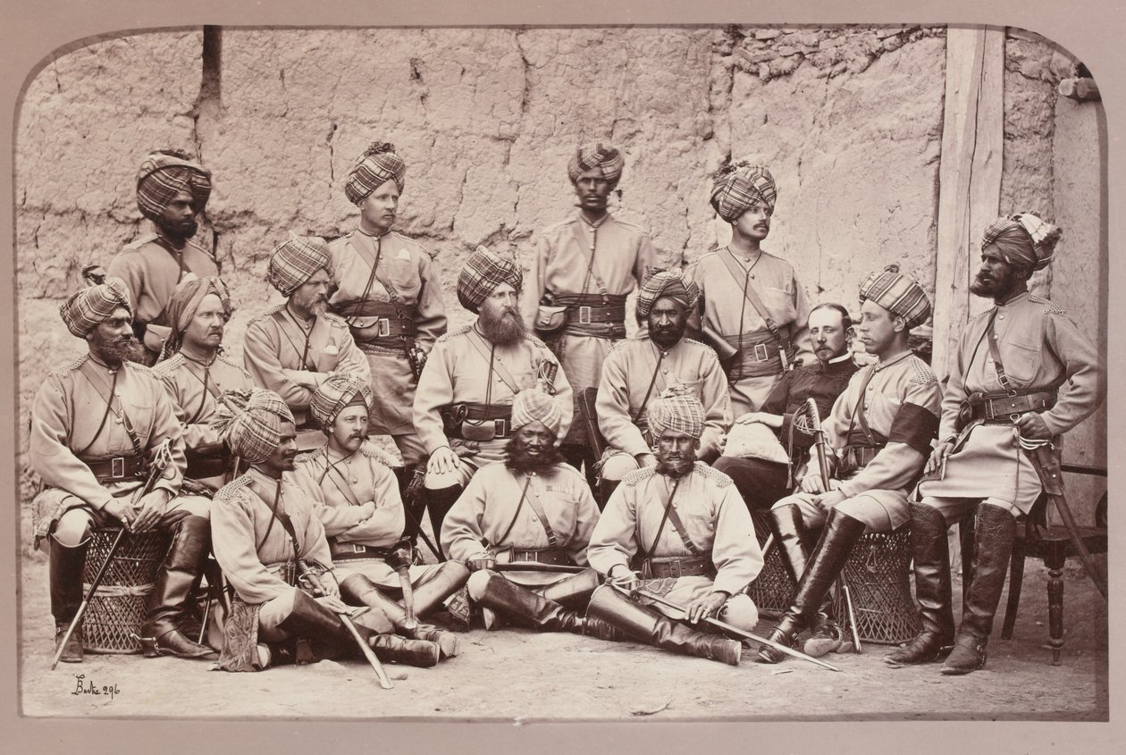 Britiske og indfødte officerer, 3. regiment af bengalsk kavaleri af John Burke