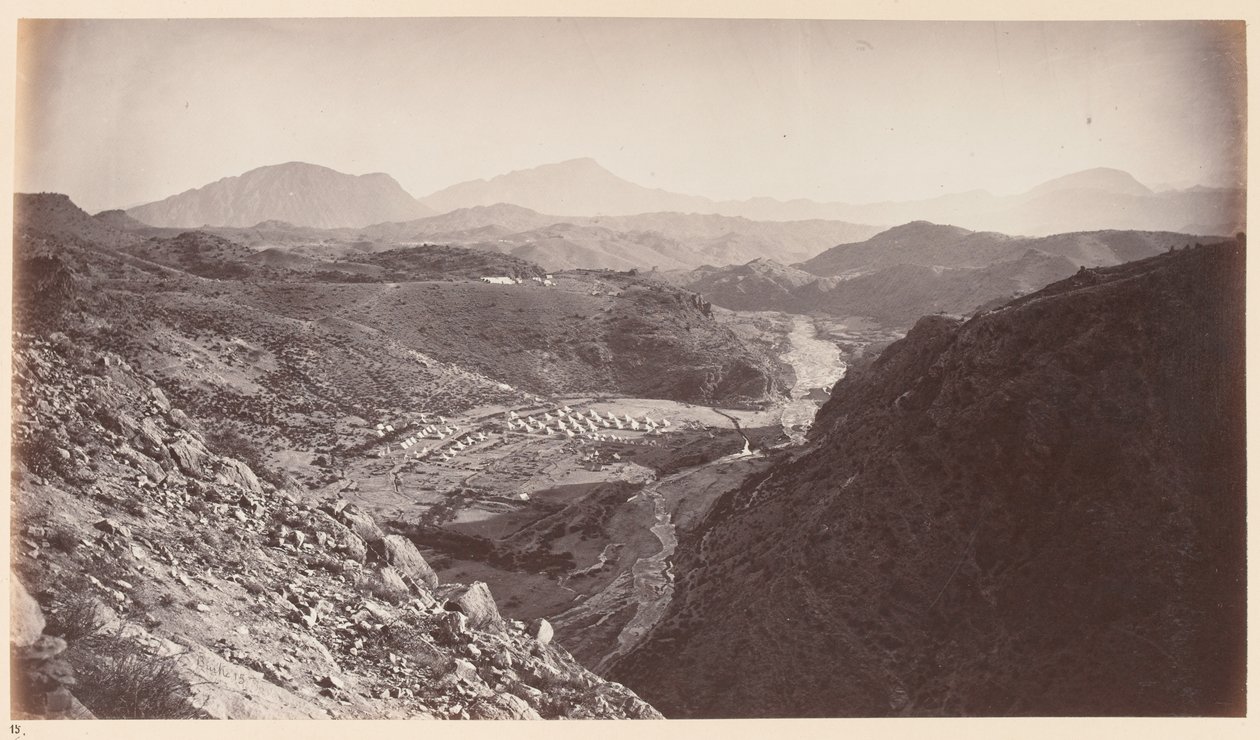 ?Generel udsigt fra Ali Musjid, ser tilbage mod Peshawar?, 1878 ca. af John Burke