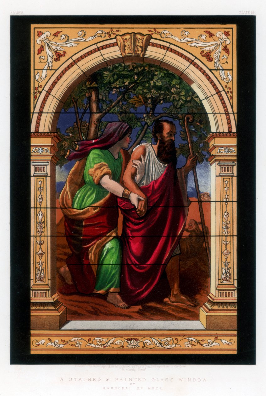 Et farvet og malet glasvindue, 1800-tallet. af John Burley Waring